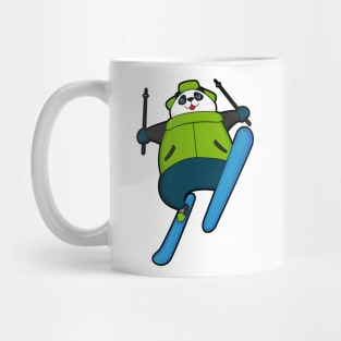 Panda as Ski jumper with Ski Mug